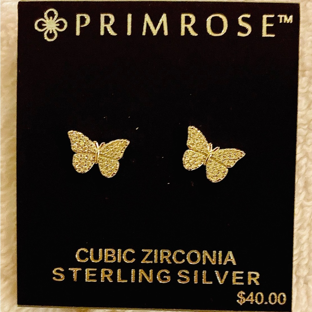 💰5/$25 Silver & CZ Butterfly Earrings